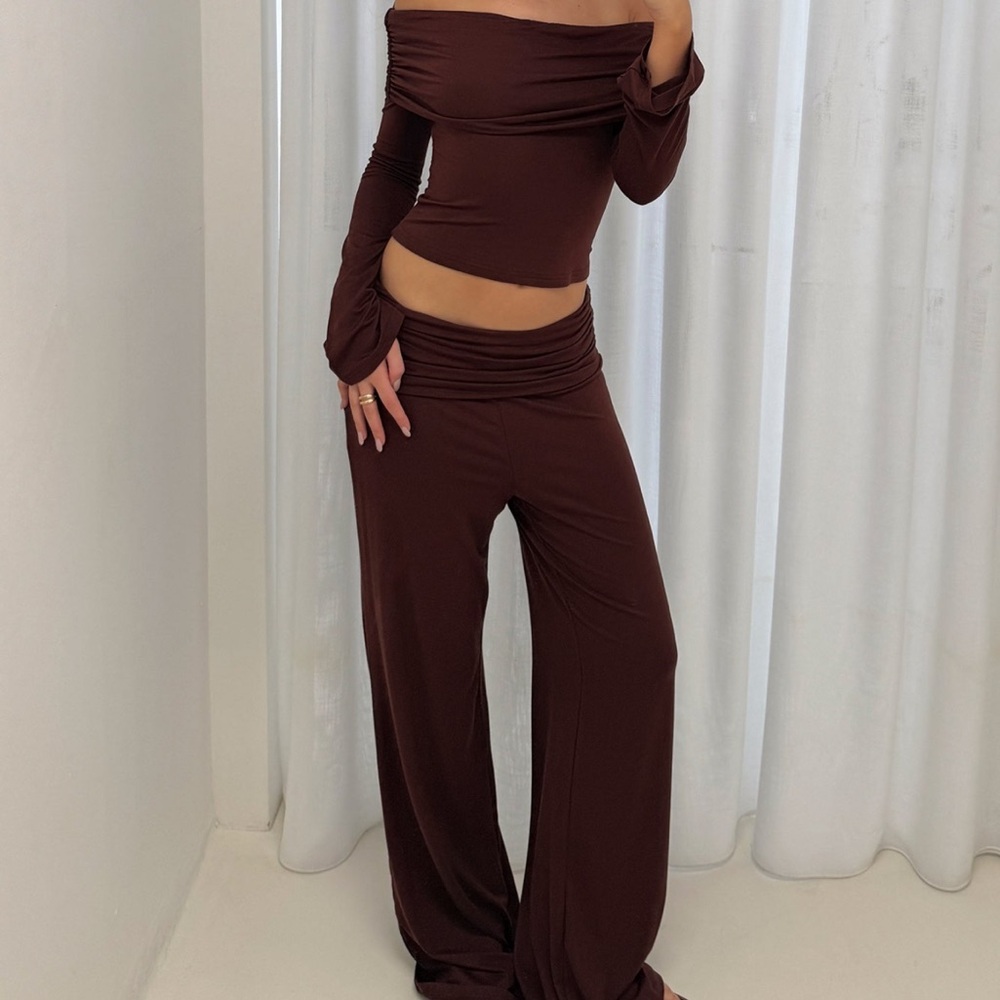 Fawne Ruched Folded Pants Brown - Picture 4 of 5